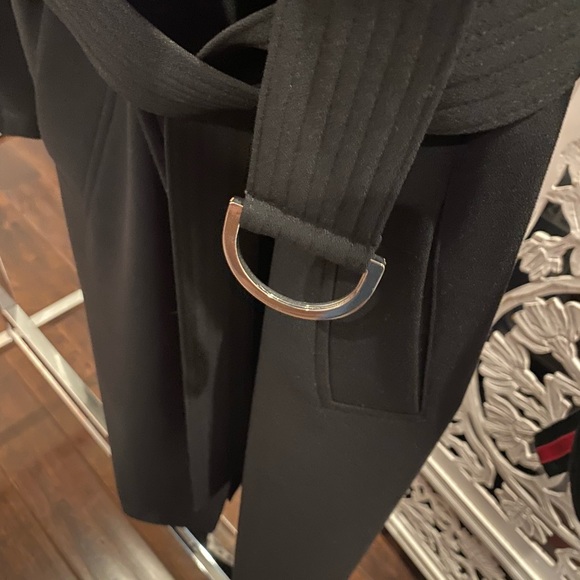 Black Grosgrain Red Stripe Classic Trench Coat - Picture 9 of 11